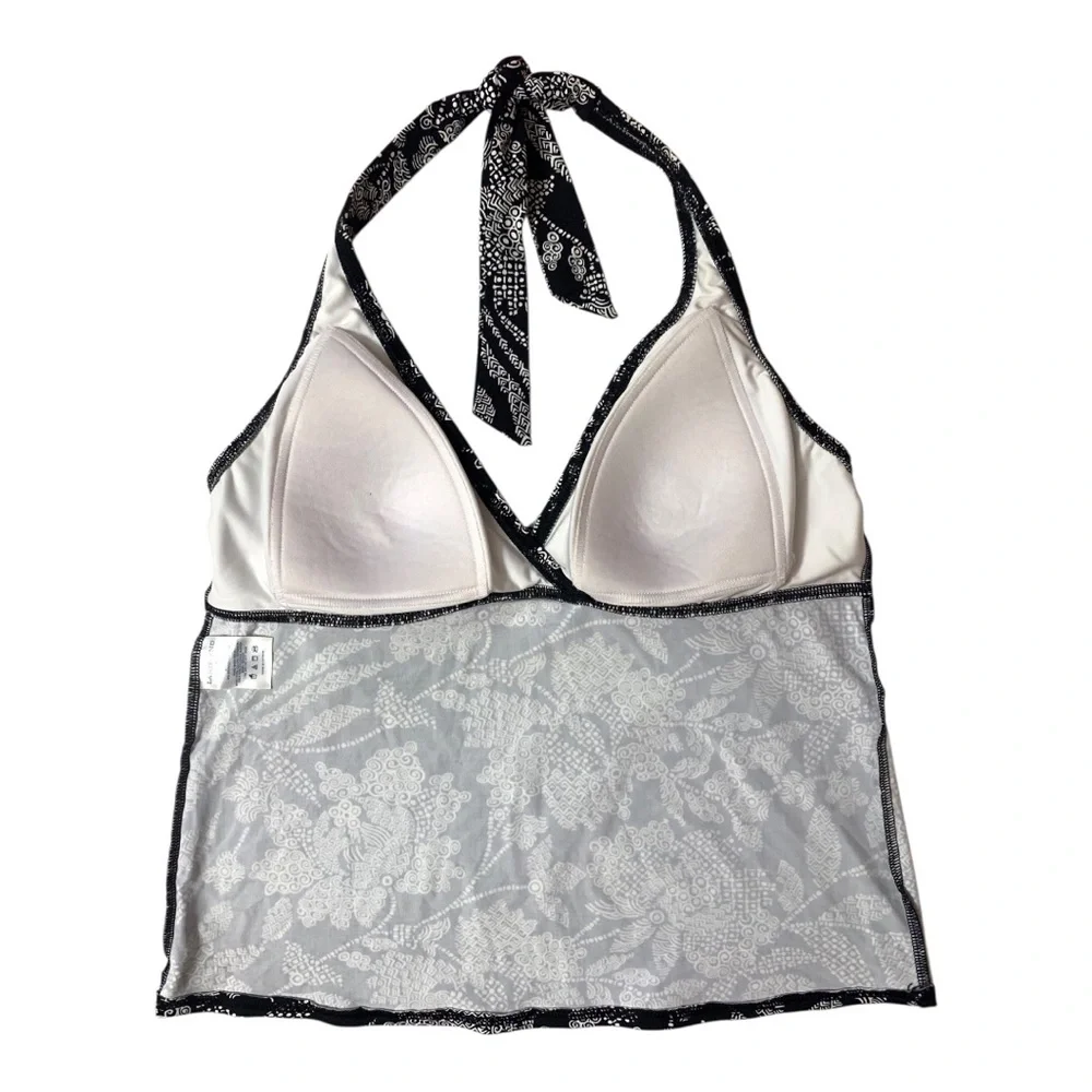 Lands' End black and white floral halter tankini top - Picture 9 of 9